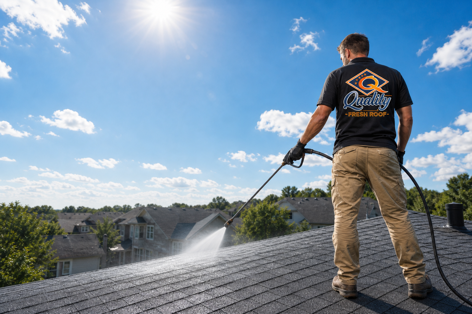 Fresh Roof restoration treatment Dayton Ohio - asphalt shingle restore